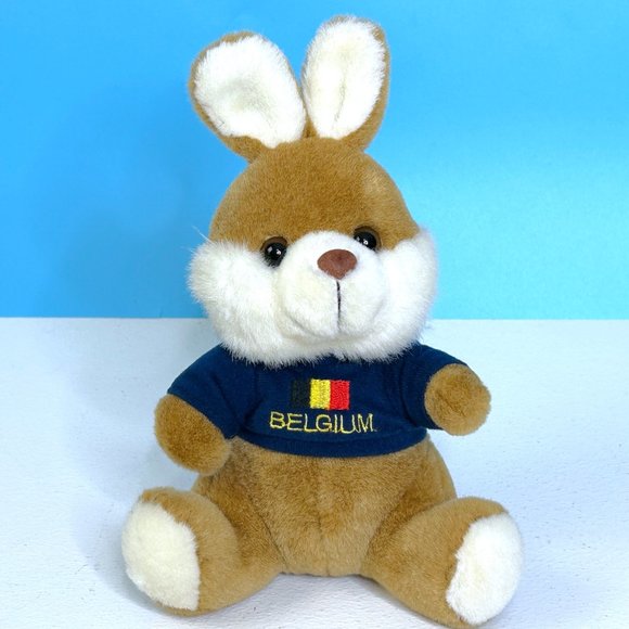 RARE N.V. Dupont Souvenir BELGIUM Bunny Rabbit Lovey 8" Plush Stuffed Animal Toy - Picture 1 of 4